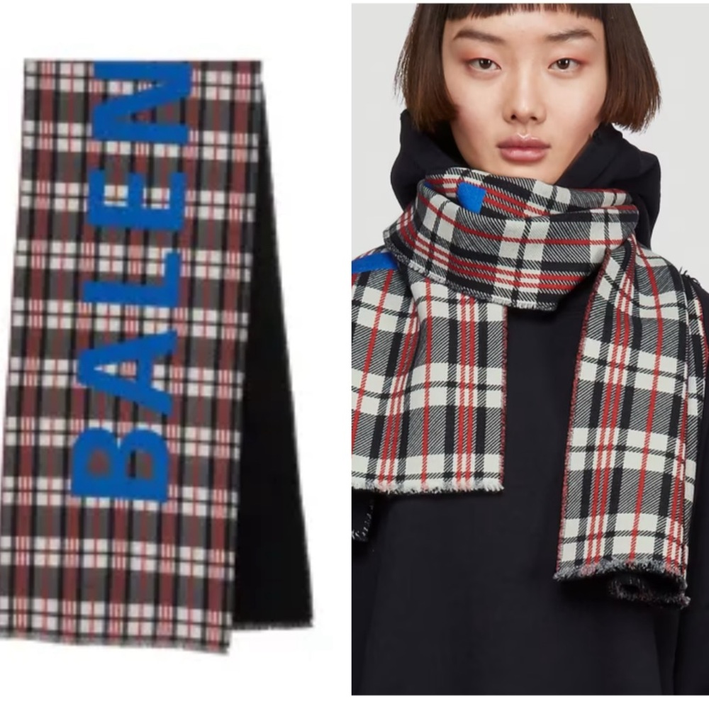 Authentic Balenciaga logo wool scarf
